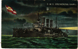 T2/T3 1910 SMS ERZHERZOG KARL Osztrák-magyar Haditengerészet Pre-dreadnought Csatahajó Este. G. Fano Pola, 1909. No. / K - Ohne Zuordnung