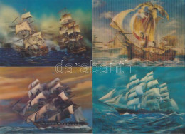 ** 4 Db MODERN 3D Dimenziós Motívum Képeslap Hajókkal / 4 Modern Dimensional (3D) Motive Postcards With Vessels, Sailing - Zonder Classificatie