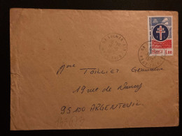 LETTRE TP FRANCAIS LIBRES 1,00 OBL.18-11 1976 68 COLMAR AIR HAUT-RHIN + EXP Atelier Fusée - Poste Aérienne Militaire