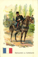 ** T2/T3 Artillerie De Campagne / French Military, Field Artillery, Cavalryman, Flag, Litho (fl) - Non Classés