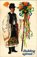 T2/T3 1937 Bolodg újévet! Kiadja Rigler József Ede Rt. / Hungarian New Year Art Postcard (EK) - Unclassified