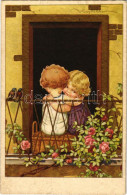 T2 1930 Gyerekszerelem. Olasz Művészlap / Children Love. Italian Art Postcard S: V. Castelli - Non Classificati