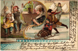T2/T3 1901 Holland / The Netherlands. Nationalitäten-Postkarten Serie 50. Dess. Winter Sport, Sledding. Art Nouveau, Lit - Non Classés