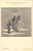 ** T1 Schneeballwerfen, Aus A. Hendschel's Skizzenbuch No. 2., Verlag V. M. Hendschel / Snowball Throwing - Unclassified