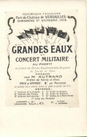 ** T1 1916 Grandes Eaux Et Concert Militaire / WWI French Military Concert Advertisement - Non Classés