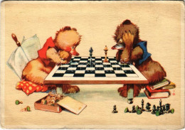 ** T3 Sakkozó Macik / Bears Playing Chess (EB) - Ohne Zuordnung