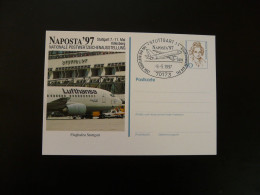 Entier Postal Stationery Card Aviation Lufthansa Naposta 1997 - Postales Privados - Usados