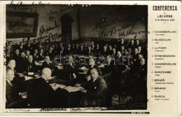 * T2/T3 1925 Conferenza Di Locarno / Locarno Treaties. Printed Signatures Of Chamberlain, Mussolini, Briand, Benes, Luth - Non Classés