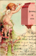 T3 1903 Boldog Újévet / New Year Greeting Art Postcard With Angel. Litho (EB) - Sin Clasificación