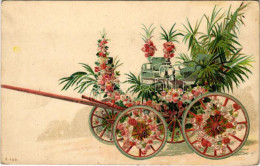 ** T2/T3 Üdvözlőlap Virágos Szekérrel / Greeting With Flower Cart. Litho - Non Classificati