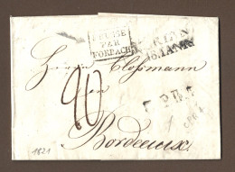 !!! MARQUE D'ENTRÉE PRUSSE PAR FORBACH, 1821 - Entry Postmarks