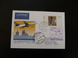 Lettre Premier Vol First Flight Cover Koln To New Delhi India On Cargo MD11 Lufthansa 2000 - First Flight Covers
