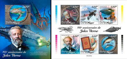 Niger 2023, J. Verne, Submarine, Fishes, 4val In BF+BF - Sottomarini