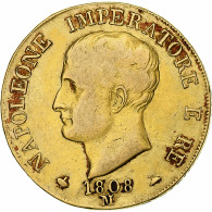 Monnaie, États Italiens, KINGDOM OF NAPOLEON, Napoleon I, 40 Lire, 1808, Milan - Napoléonniennes