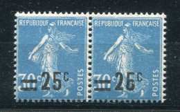 26149 FRANCE N°217e**(Yvert)  25c. S. 30c. Bleu Semeuse : Boucle Du 5 Fermé Tenant à Normal  1926 TB      - Unused Stamps