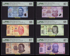 Mexico 20-1000 Pesos (2004-2010), Polymer,A Prefix, Matching S/N PMG67-68 - México