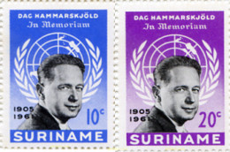 276078 MNH SURINAM 1962 IN MEMORIUM - SECRETARIO GENERAL DE LAS NACIONES UNIDAS - Suriname ... - 1975