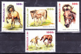 Mongolia 2023 Horses Set Of 4 + Souvenir Sheet MNH - Mongolie