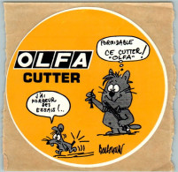 Autocollant Sticker Barberousse Olfa Cutter Chat Cat Gatto Gato 猫 Souris Mouse Topo 老鼠 Ratón En TB.Etat - Aufkleber