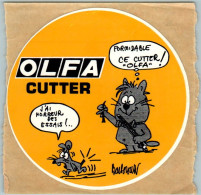 Autocollant Sticker Barberousse Olfa Cutter Chat Cat Gatto Gato 猫 Souris Mouse Topo 老鼠 Ratón En TB.Etat - Stickers