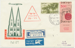 ISRAEL 24.2.1958, Erstflug El Al Israel Airlines „TEL AVIV (LOD SEDE TEUFA) – KÖLN“ Als Einschreiben Gel. (Hab.2584) - Luchtpost