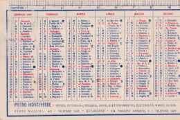 Calendarietto - Lenti Oftalmiche Eicon San Giorgio - Pietro Monteverde - Catanzaro - Anno 1950 - Petit Format : 1941-60