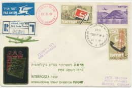 ISRAEL 21.5.1959 Seltene Sonderflug El Al Israel Airlines Zur INTERPOSTA „LOD SEDE TEUFA – HAMBURG“ Als Einschreiben Gel - Luftpost