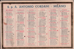 Calendarietto - S.p.a. Antonio Cordani - Milano - Anno 1947 - Petit Format : 1941-60