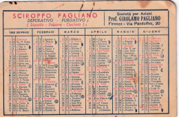 Calendarietto - Sciroppo èagliano - Società Per Azioni Prof.girolamo Pagliano - Firenze - Anno 1952 - Petit Format : 1941-60