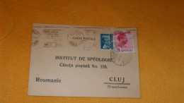 CARTE POSTALE ANCIENNE DE 1937../ CACHETS BUCURESTI GARA DE NORD POUR INSTITUT DE SPEOLOGIE CLUJ + TIMBRES X2 - Cartas & Documentos