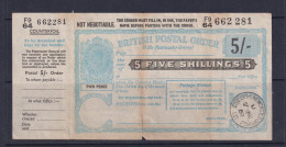 GREAT BRITAIN - 1957 (George VI) 5 Shilling Postal Order - Cheques & Traveler's Cheques