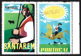 Vignettes Of Santarém. Ribatejo. Horse. Bull. Campino. Leziria. Vinhetas De Santarém. Ribatejo. Cavalo. Touro. Campino. - Local Post Stamps