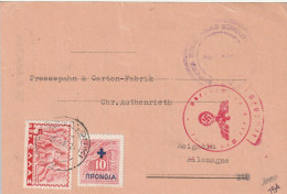 Grèce Carte Censurée Pour L'Allemagne 1940 - Lettres & Documents