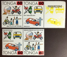 Tonga 1992 Car Safety Surcharges With Progressive Proof MNH - Tonga (1970-...)