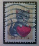 United States, Scott #5745, Used(o), 2023, Love Stamp: Kitten And Heart, (60¢) - Gebraucht