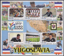 Soccer European Cup 2000 - Football - GRENADA - Sheet MNH Team Yugolavija - Championnat D'Europe (UEFA)