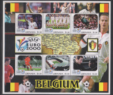 Soccer European Cup 2000 - Football - GRENADA - Sheet MNH Team Belgium - Europees Kampioenschap (UEFA)