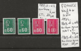 TIMBRES DE FRANCE NEUF** 1974 Nr 1808 D=NR AU VERSO GOMME MAT.1809d IDEM  COTE 114.00 € - Unused Stamps