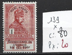 HONGRIE 139 * Côte 80 € - Unused Stamps