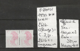 TIMBRES DE FRANCE NEUF** 1990 Nr 2616 C = IMPRESSION EFFACEE A SEC ROUGE  COTE 320.00 € - Ongebruikt