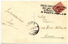 ITALIE - CARTE POSTALE FESTA CINNICO MILITARE LIVORNO POSTA AEREA - Storia Postale (Posta Aerea)