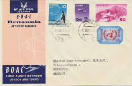 JAPAN 20.7.1957, Selt. Erstflug British Overseas Airways Corporation (BOAC – Existierte Von 1939 Bis 1974)  Britannia Je - Airmail