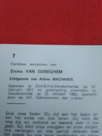 Doodsprentje Emma Van Gijseghem / Sint Gillis Dendermonde 27/2/1911 Dendermonde 23/10/1983 ( Alfons Macharis ) - Religion & Esotérisme