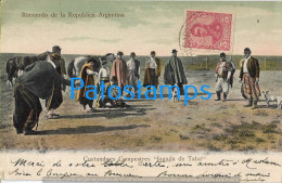 223079 ARGENTINA COSTUMES GAUCHOS JUGADA DE TABA CIRCULATED TO FRANCE POSTAL POSTCARD - Argentine