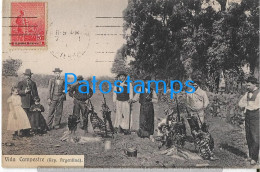 223080 ARGENTINA COSTUMES ASADO GAUCHOS & CHILDREN CIRCULATED TO FRANCE POSTAL POSTCARD - Argentine