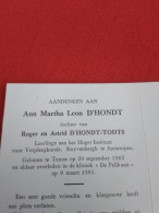 Doodsprentje Ann Martha Leon D'Hondt / Temse 20/9/1962 - 9/3/1981 ( D.v. Roger D'Hondt En Astrid Todts ) - Religion & Esotérisme