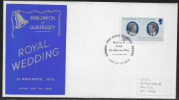 Guernsey FDC  Sc. 90.   Royal Wedding Of Princess Ann & Capt. Mark Phillips.  FDC Cancellation On FDC Envelope - Guernsey