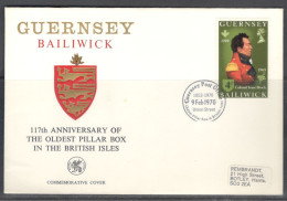 Guernsey. 117th Anniversary Of The Oldest Pillar Box In The British Isles.  Special Cancellation On Commemorative Cover - Guernsey