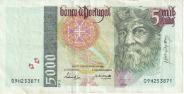 BILLETE DE PORTUGAL DE 5000 ESCUDOS DEL AÑO 1996 (BANKNOTE-BANK NOTE) - Portogallo