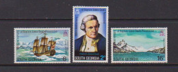 SOUTH GEORGIA    1975    Bicentenary  Of  Capt  Cook    Set  Of  3    MH - Südgeorgien